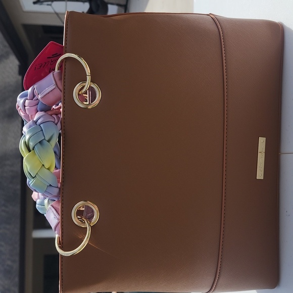 NWT BETSEY JOHNSON SADDLE COLOR TOTE W/OMBRE BREADED HANDEL - Picture 6 of 8